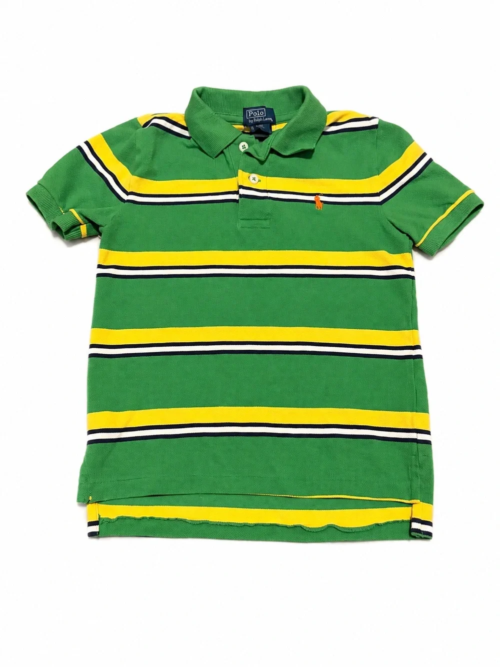Ralph Lauren Green, Yellow & Navy Striped Polo Shirt